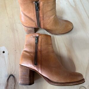 Frye Tan Leather Heeled Boots